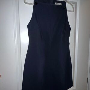 Zara Navy Skirt with Black Button Accent